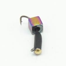 Мормышка Вольфрамовая Владимирская "Гвоздик с зеркальцем золото с кубиком хамелеон" - 2 мм - 0,5 г - Арт. 245