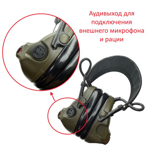Активные тактические наушники 3M Peltor ComTac XPI с адаптером Peltor Comtac ARC Headband Conversion - С аудиовыходом для микрофона и рации