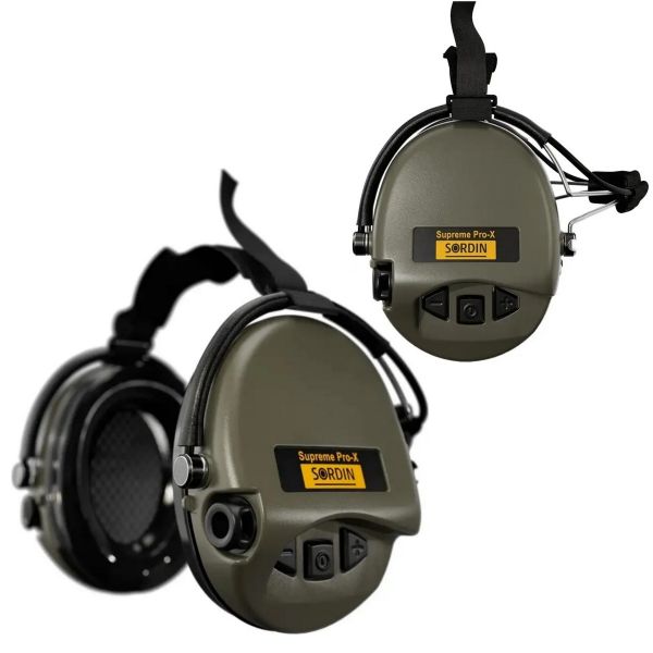 Активні тактичні навушники Sordin Supreme Pro-X Neckband із заднім кріпленням Олива