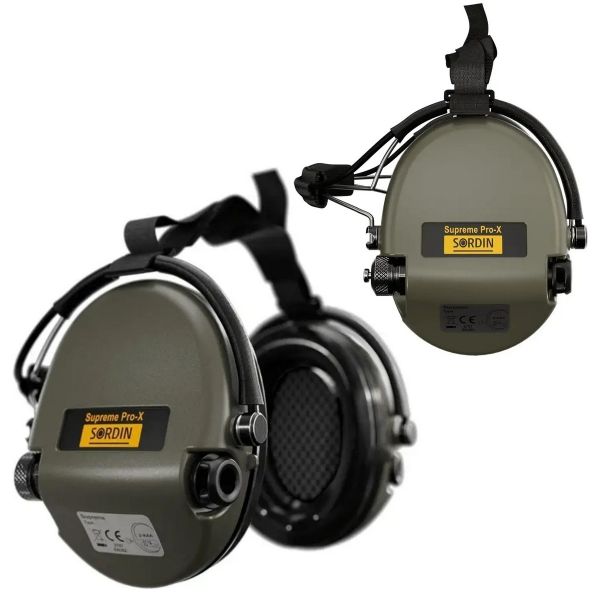 Активні тактичні навушники Sordin Supreme Pro-X Neckband із заднім кріпленням Олива