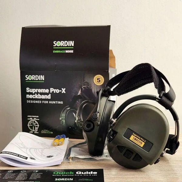 Активні тактичні навушники Sordin Supreme Pro-X Neckband із заднім кріпленням Олива