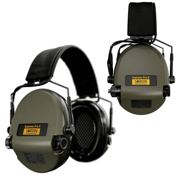 Активні тактичні навушники Sordin Supreme Pro-X Slim Green із кріпленням на шолом Sordin ARC rails