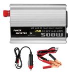 Инвертор автомобильный Power Inverter 500W преобразователь напряжения 12V-220V с 1 USB - Алюминий - 1 розетка - 152х95х55 мм - Серебро