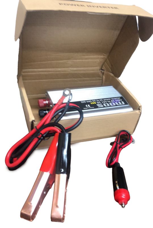 Инвертор автомобильный Power Inverter 500W преобразователь напряжения 12V-220V с 1 USB - Алюминий - 1 розетка - 152х95х55 мм - Серебро