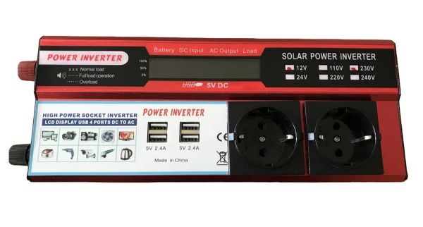 Інвертор автомобільний Power Inverter 650W перетворювач напруги 12V-220V LSD екран 4USB 2 розетки