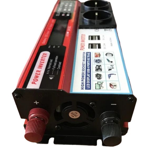 Інвертор автомобільний Power Inverter 650W перетворювач напруги 12V-220V LSD екран 4USB 2 розетки