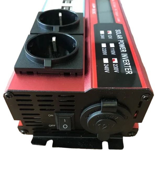 Інвертор автомобільний Power Inverter 650W перетворювач напруги 12V-220V LSD екран 4USB 2 розетки
