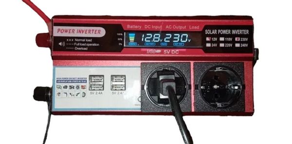 Інвертор автомобільний Power Inverter 650W перетворювач напруги 12V-220V LSD екран 4USB 2 розетки