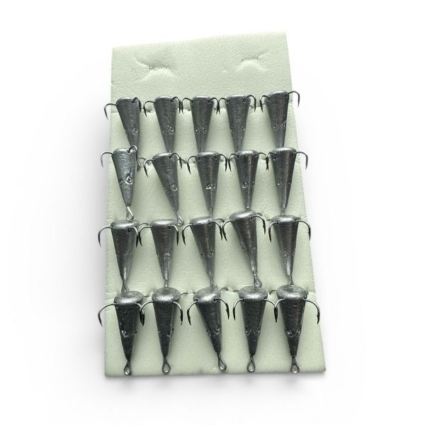 Блесна FRY Конус большой - Серебро - 4 крючка - 20 шт/уп