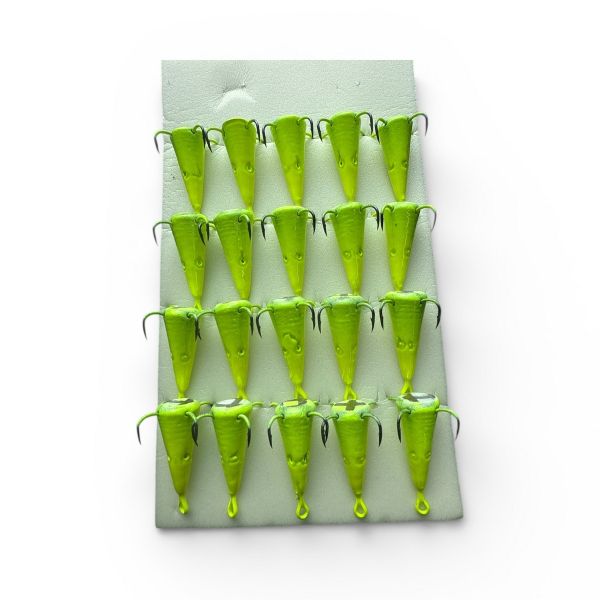 Блесна FRY Конус малый - 4 крючка - Желтый - 20 шт/уп