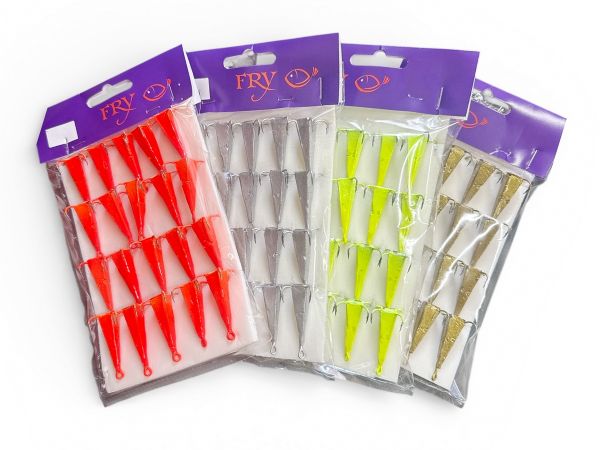 Блесна FRY Конус большой - 4 крючка - Желтый - 20 шт/уп