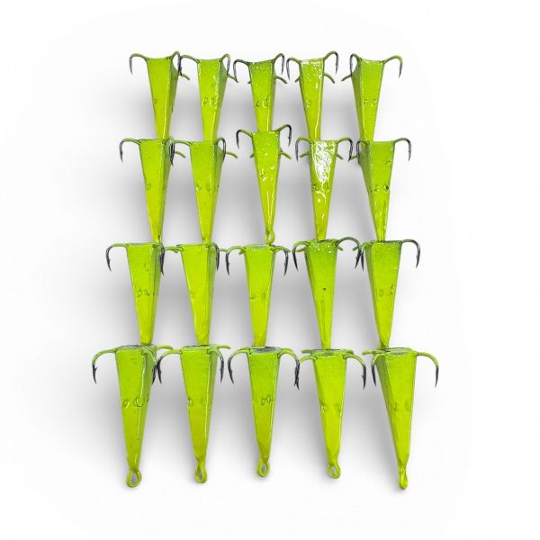 Блесна FRY Конус большой - 4 крючка - Желтый - 20 шт/уп