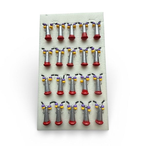 Блешня Яйця FRY Маленькі - Срібло/Червоний - 20 шт/уп