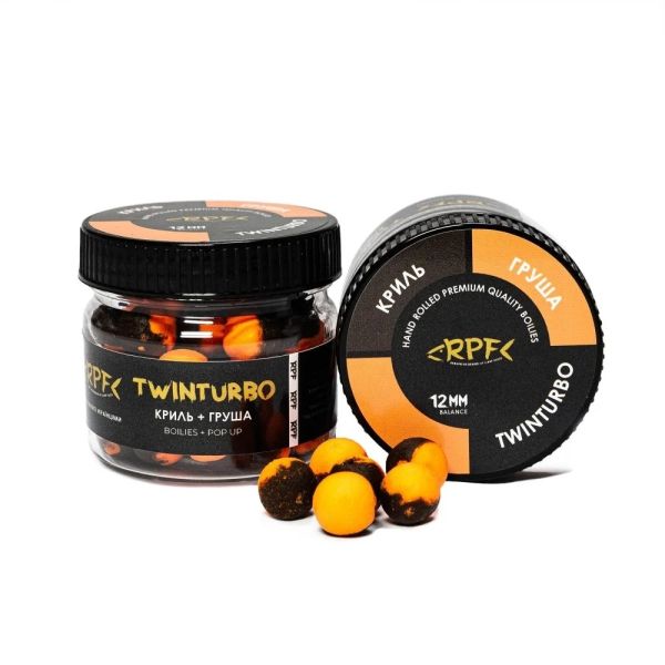 Бойли RPF Баланс TwinTurbo (Бойл+Поп-ап) Ø10 мм - Криль+Груша - Двокольорові - Нейтральна плавучість - 30 г