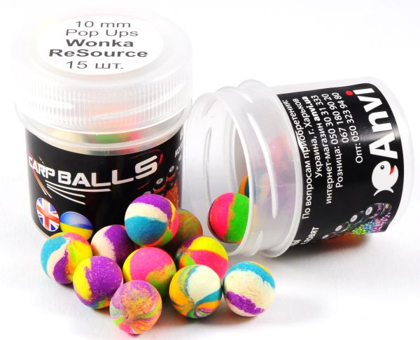 Бойли Carp Balls Pop Ups - Плаваючі - Ø10 мм - 15 шт/уп - Wonka ReSourse (Печень та клен)
