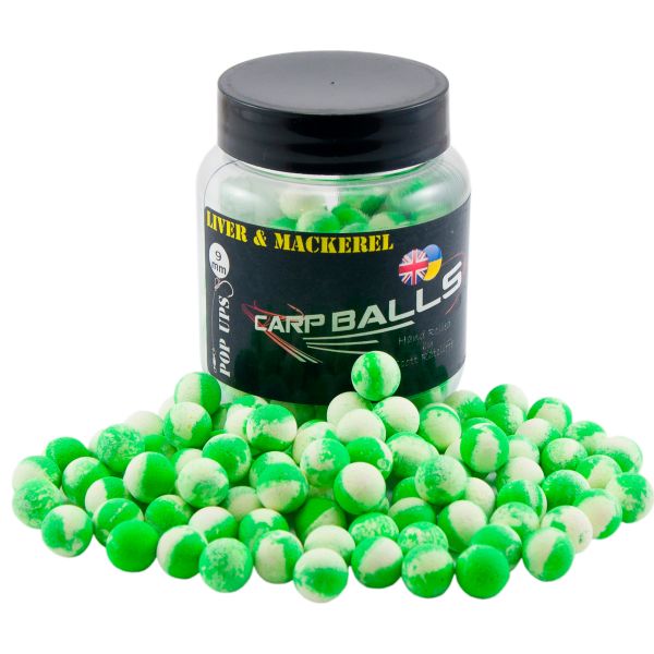 Бойли Carp Balls Pop Ups - Liver & Mackerel - Ø9 мм - 30 г - Плаваючі