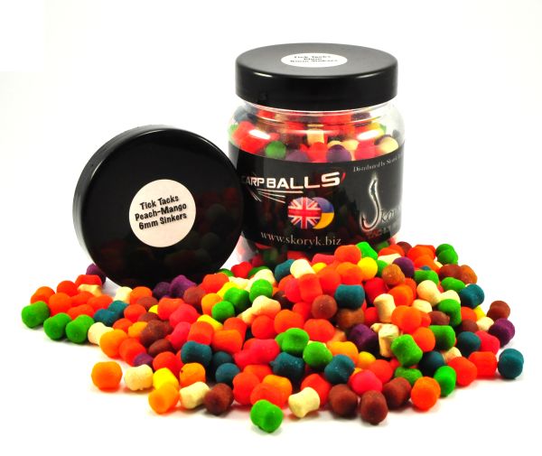 Бойли Carp Balls Tick Tack Sinkers - Тонучі - Ø6 мм - Peach and Mango (Персик та манго)