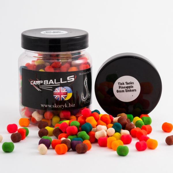 Бойли Carp Balls Tick Tack Sinkers - Тонучі - Ø6 мм - Pineapple (Ананас)