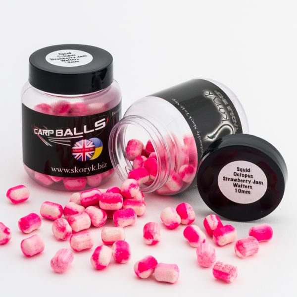 Бойли Carp Balls Wafters - Нейтральна плавучість - Ø10 мм - Squid Octopus&Strawberry Jam (Восьминіг та кальмар з полуничним джемом)