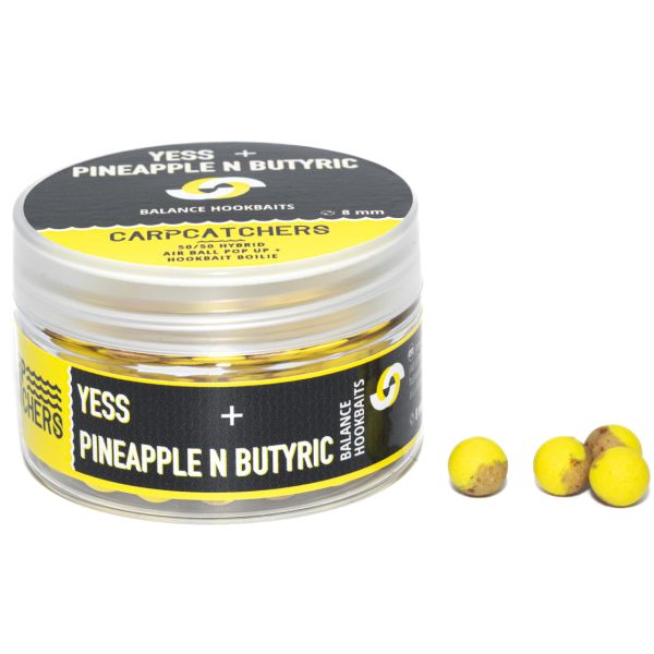 Бойлы Carp Catchers Balance Hookbaits - Ø8 мм - Natural Fluoro Yellow&Natural YB - YESS&Pineapple N Butyric