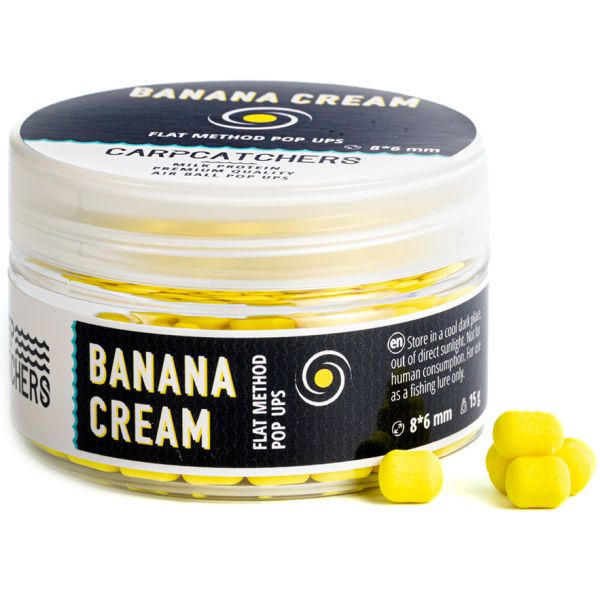 Бойли Carp Catchers Pop Ups дамбел - 8x6 мм - Banana Cream/Банан та вершки - Flat Method