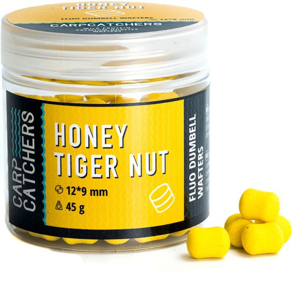 Бойли Carp Catchers - Honey Tiger Nut - Fluo Dumbell Wafters 12*9 мм - Fluoro Yellow Natural - Плаваючі - Однотонні