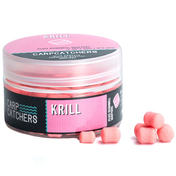 Бойли Carp Catchers - Krill - Fluo Dumbell Wafters 10*7 та 8*5 мм - Mix - Washed Pink - Плаваючі - Однотонні