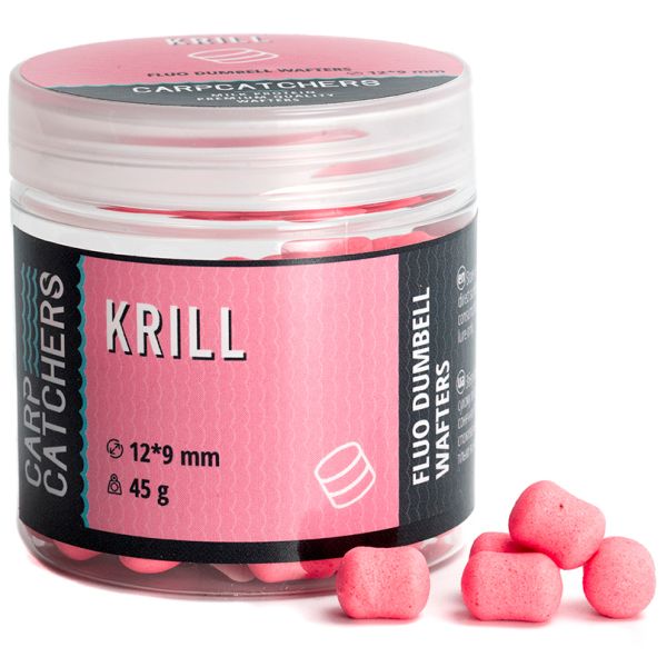 Бойли Carp Catchers - Krill - Fluo Dumbell Wafters 12*9 мм - Washed Pink - Плаваючі - Однотонні