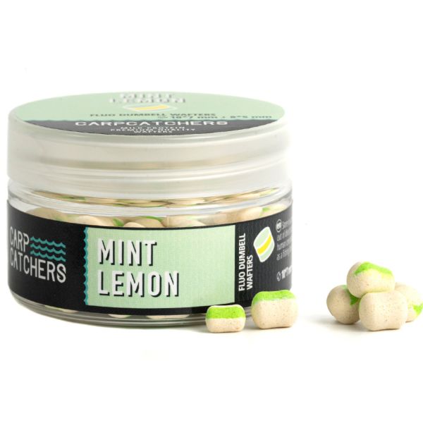 Бойли Carp Catchers - Mint Lemon - Fluo Dumbell Wafters 10*7 та 8*5 мм - Mix - White & Green stripe - Двоколірні