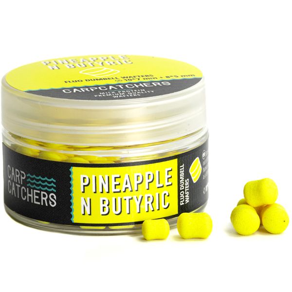 Бойлы Carp Catchers - Pineapple N Butyric - Fluo Dumbell Wafters 10*7 и 8*5 мм - Mix - Fluoro Yellow - Плавающие - Однотонные