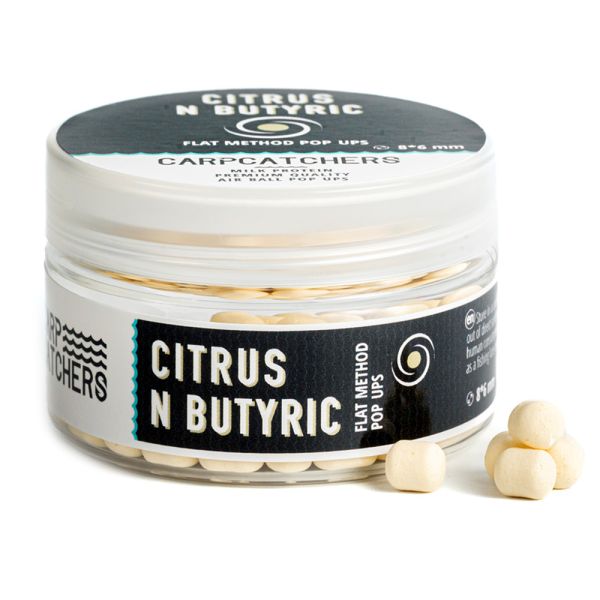 Бойлы Carp Catchers Pop Ups дамбел - 8x6 мм - Citrus N Butyric/Цитрус и Масляная кислота - Flat Method