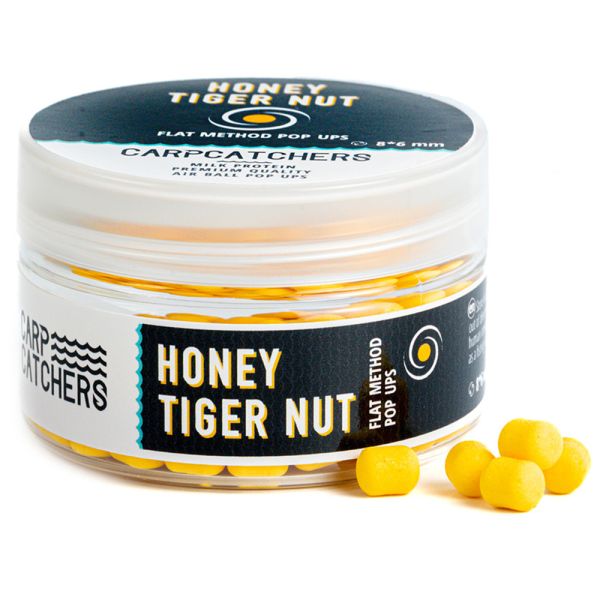 Бойлы Carp Catchers Pop Ups дамбел - 8x6 мм - Honey Tiger Nut/Мед и Тигровый орех - Flat Method
