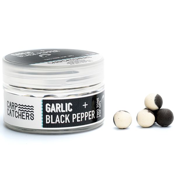 Бойли Carp Catchers Pop Ups - Ø8 мм - Двоколірні - Garlic&Black Pepper