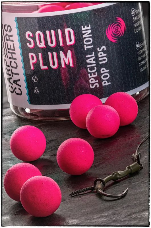 Бойли Carp Catchers Pop Ups Special Tone - Плаваючі - Ø12 мм - Dark Fluoro Pink - Squid Plum