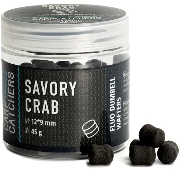 Бойли Carp Catchers - Savory Crab - Fluo Dumbell Wafters 12*9 мм - Black - Плаваючі - Однотонні