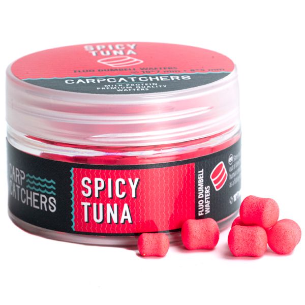 Бойлы Carp Catchers - Spicy Tuna - Fluo Dumbell Wafters 10*7 и 8*5 мм - Mix - Fluoro Pink - Плавающие - Однотонные
