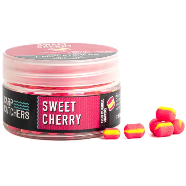 Бойлы Carp Catchers - Sweet Cherry - Fluo Dumbell Wafters 10*7 и 8*5 мм -  Mix - Pink & Yellow stripe - Двухцветные