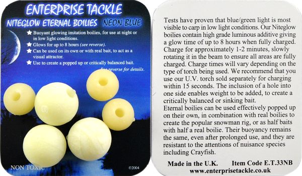 Бойлы Enterprise Tackle -  Mixed Niteglow Boilies - Плавающие - Ø12 мм - 6 шт/уп -  Neon Blue