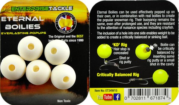 Бойлы Enterprise Tackle - Плавающие - Ø15 мм - 5 шт/уп - White