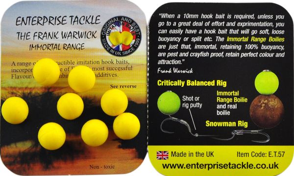 Бойлы Enterprise Tackle -  Unflavoured - Плавающие - Ø10 мм - 8 шт/уп - Yellow