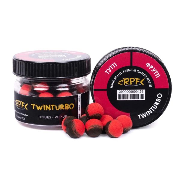 Бойлы RPF Баланс TwinTurbo (Бойл+Поп-ап) Ø10 мм - Тутти Фрутти - Двухцветные - Нейтральной плавучести - 30 г