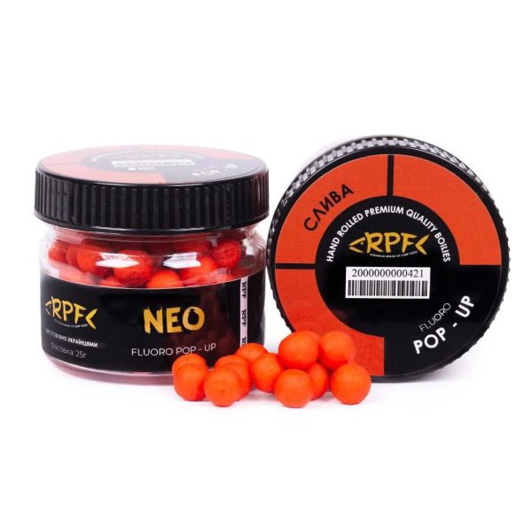 Бойли RPF NEO Fluoro Поп-ап Ø8 мм - Слива - Плаваючі - ПЕТ-банка 25 г