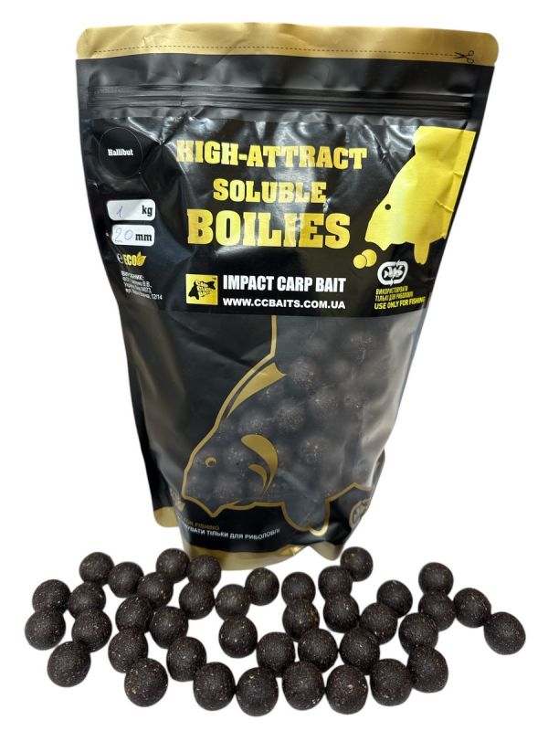 Бойлы CCBaits Economic Soluble High-Attract -  Дымящие - Растворимые - Halibut (Палтус)