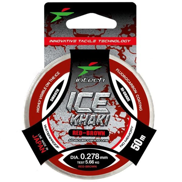 Леска зимняя Intech Khaki Ice Line - Red/Brown (Красный/Коричневый) - 50 м