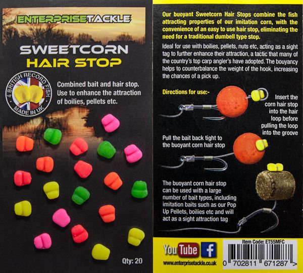 Стопора для бойлів Enterprise - Штучна кукурудза - Sweetcorn Hair Stop - Mixed Fluoro Colours - Mini