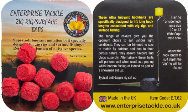 Штучна насадка Enterprise - Zig Rig/Surface Baits - Red - 10 шт/уп