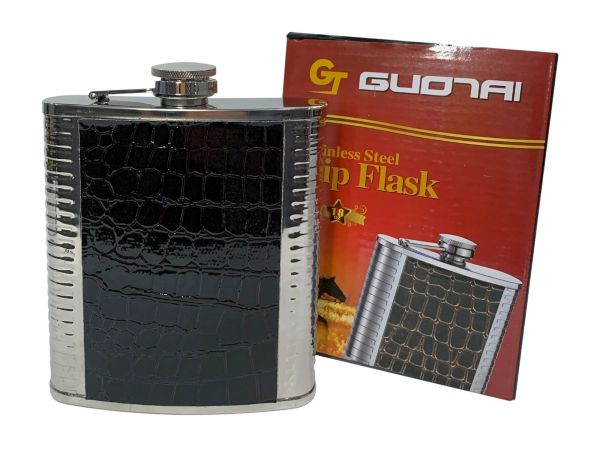 Фляга из нержавеющей стали обтянутая кожей GD18 - 532 мл - Китай