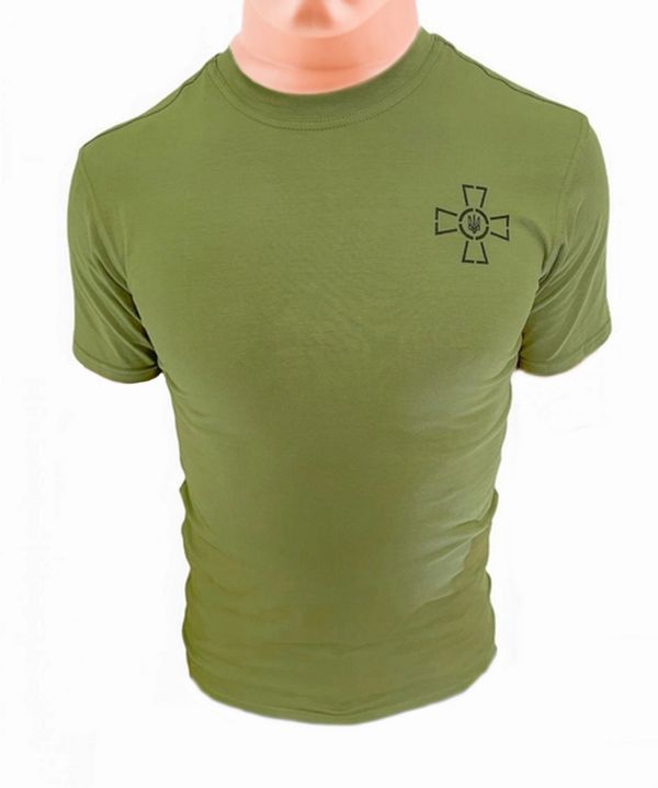 Футболка армійська зі знаком ЗСУ з коротким рукавом - Олива