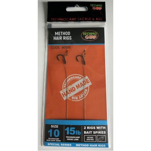 Готовый поводок Method Технокарп - Hair Rigs with bait Spikes - Wide Gape №10 - 15lb -  2 шт/уп