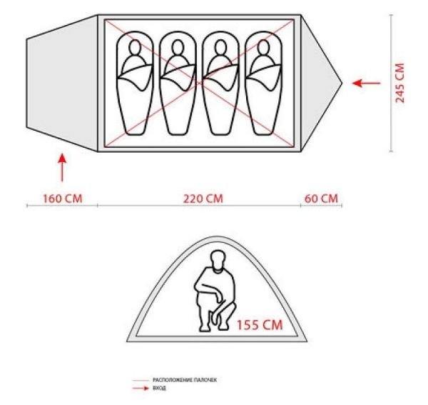 Намет 4-х місцевий Green Camp 1009-2 (2 входи)